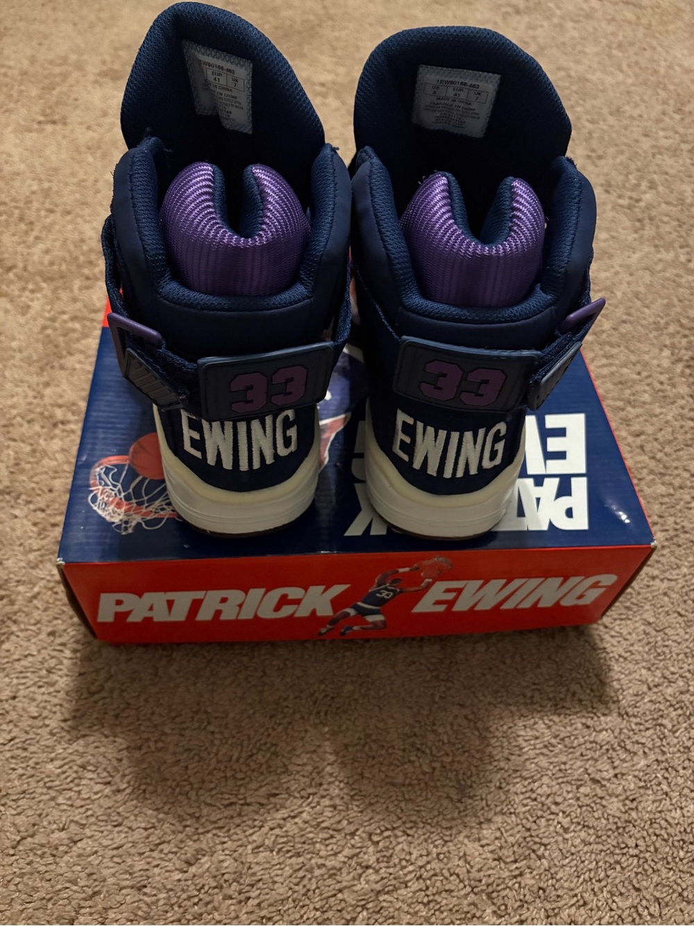 Patrick Ewing Men's Navy and Purple High-Top Athletic Sneakers - Picture 3 of 8